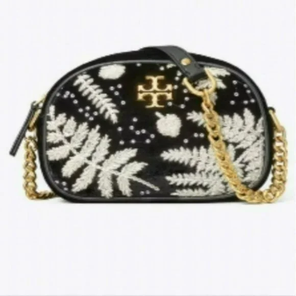 Tory Burch Kira Velvet Embroidered Crossbody Handbag - Picture 2 of 8